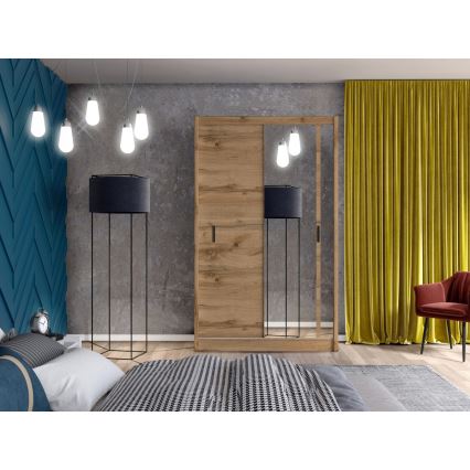 Garderobsskåp med spegel SABRINA 150x215 cm Wotan-ek