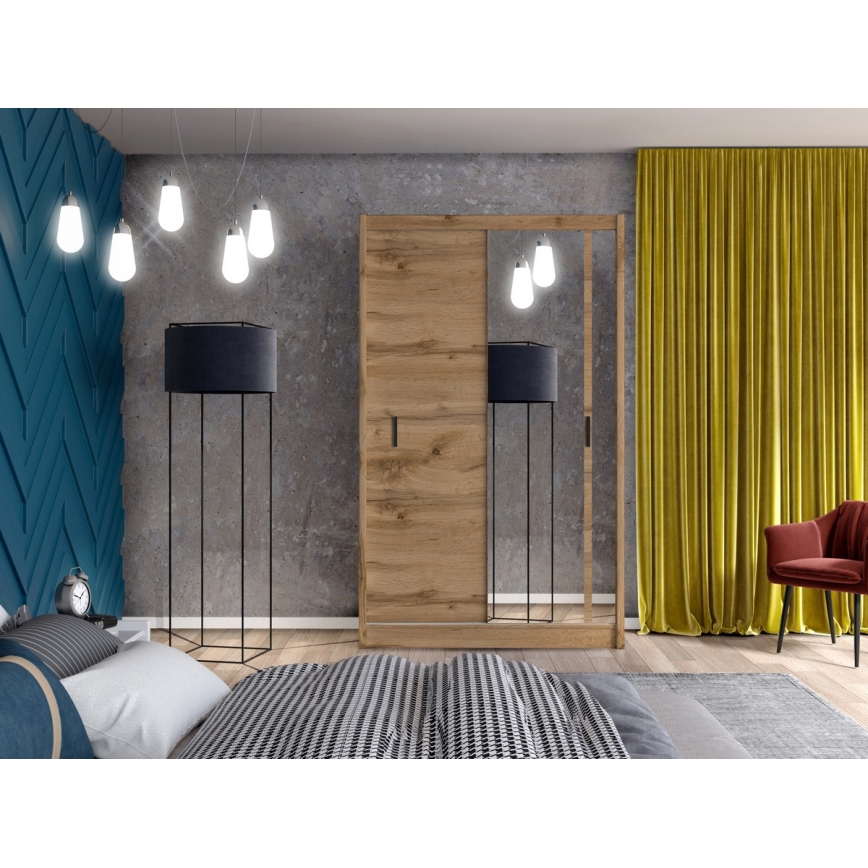 Garderobsskåp med spegel SABRINA 150x215 cm Wotan-ek