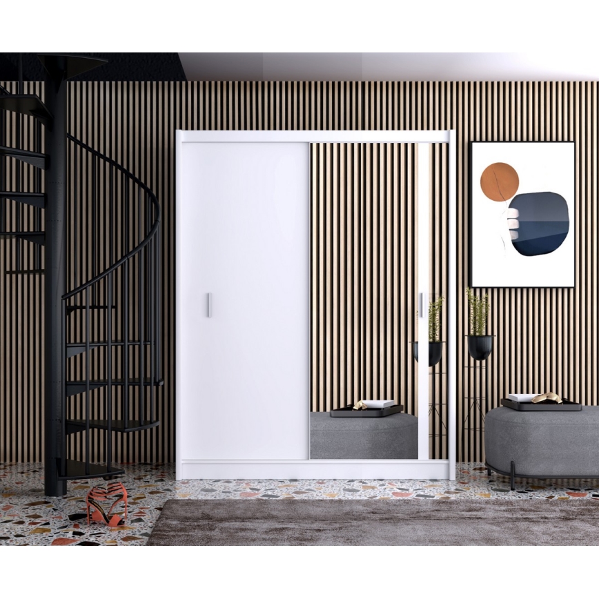 Garderob med spegel SABRINA 180x215 cm vit