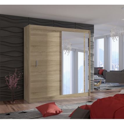 Garderob med spegel SABRINA 203x215 cm sonoma ek