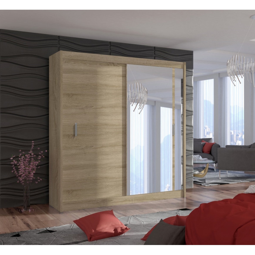 Garderob med spegel SABRINA 203x215 cm sonoma ek