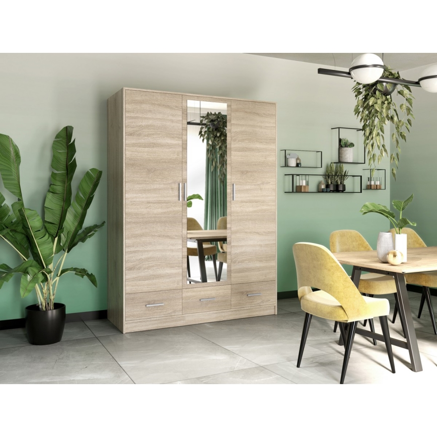 Garderob med spegel SANNA 150x215 cm sonoma ek