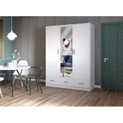 Garderob med spegel SANNA 150x215 cm vit