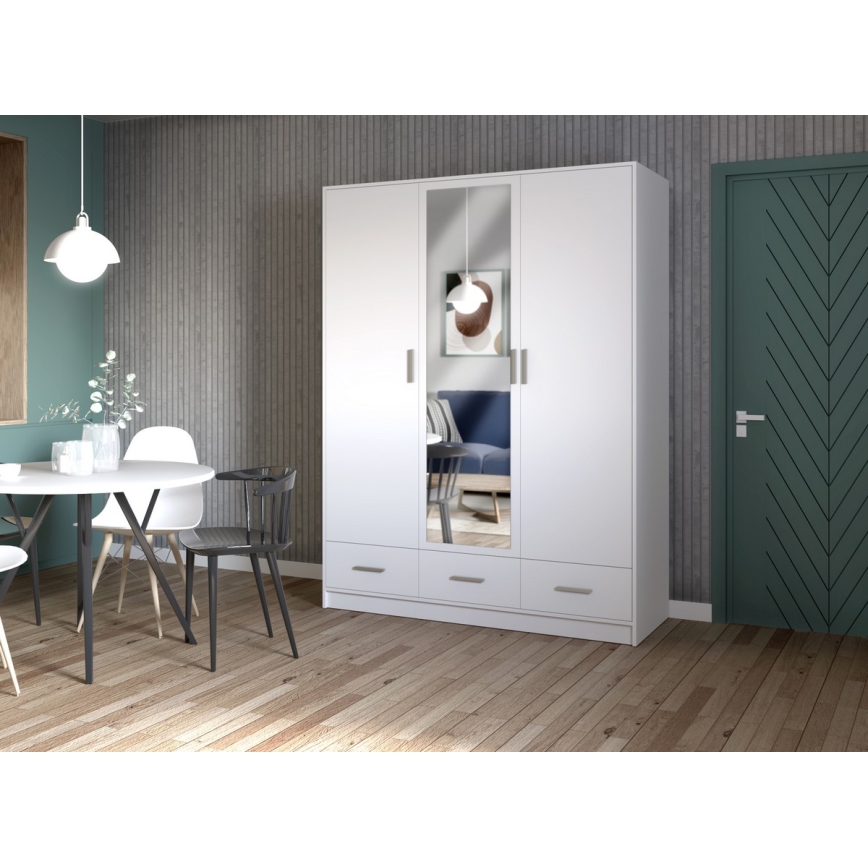 Garderob med spegel SANNA 150x215 cm vit