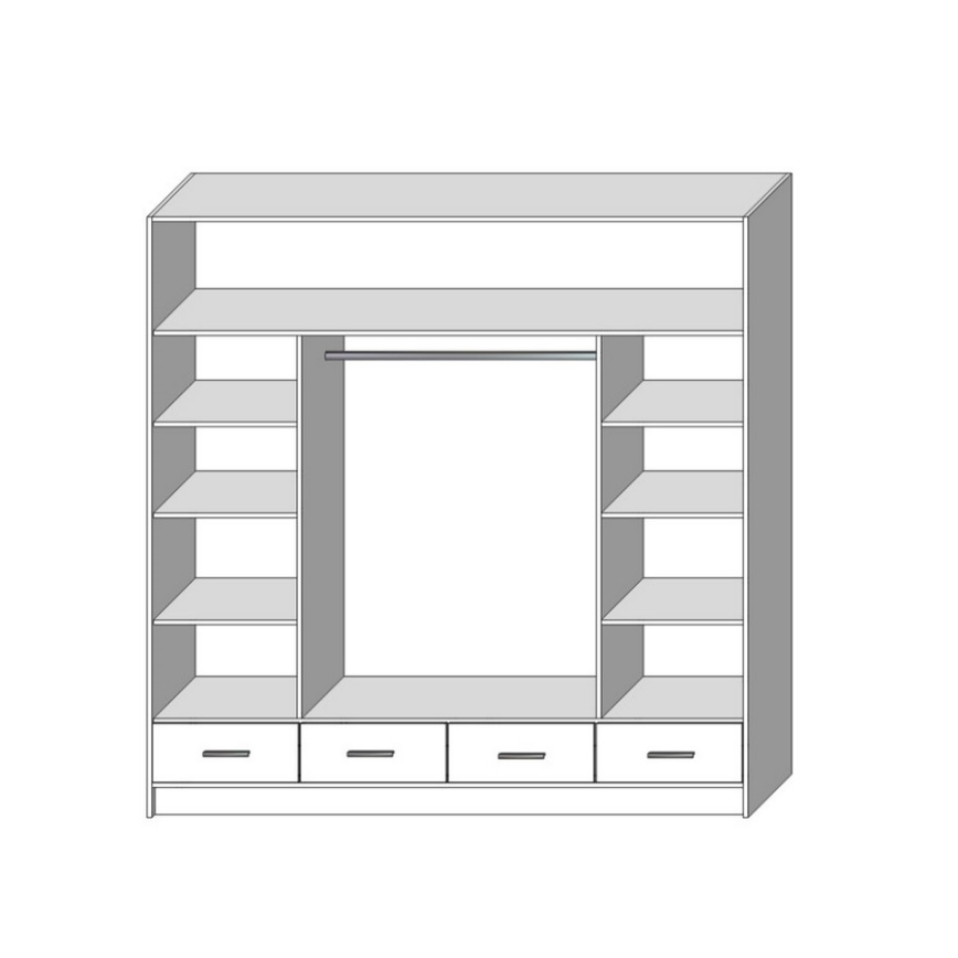 Garderobsskåp med spegel SANNA 200x215 cm ek craft
