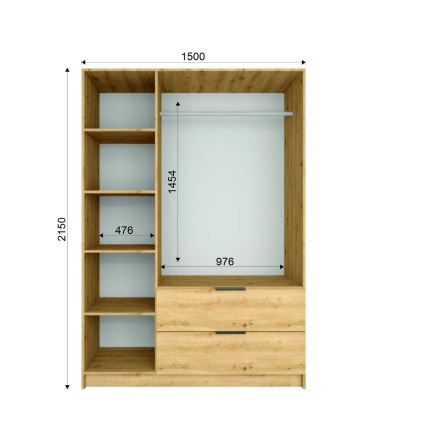 Garderob med spegel VISTA 150x215 cm artisan-ek/grafit