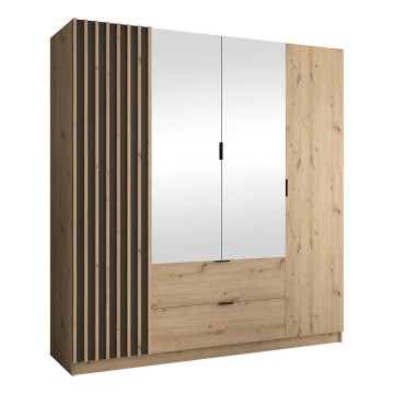 Garderob med spegel VISTA 200x215 cm ek artisan/grafit