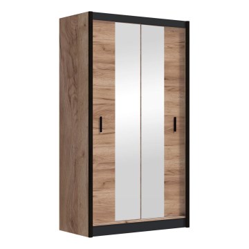 Garderobsskap med spegel MIRO 120x215 cm ek craft/svart