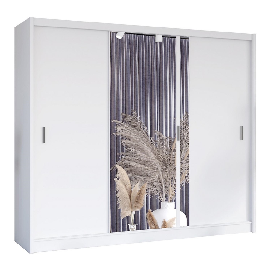 Garderobsskåp med spegel SABRINA 250x215 cm vit