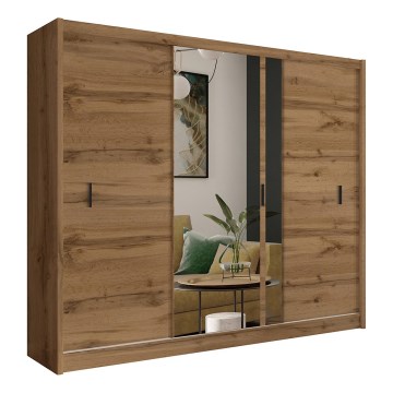Garderobsskåp med spegel SABRINA 250x215 cm Wotan-ek
