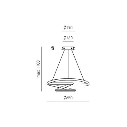 Gea Luce DIVA S G BIANCO - LED ljusreglerad ljuskrona på textilsladd DIVA LED/44W/230V vit