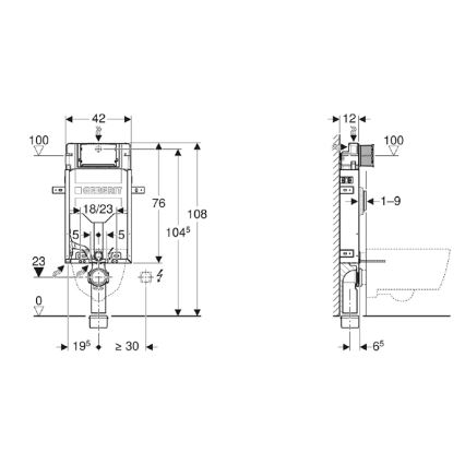 Geberit 110.302.00.5 - Inbyggnadsmodul för vägghängd WC Kombifix 108 cm