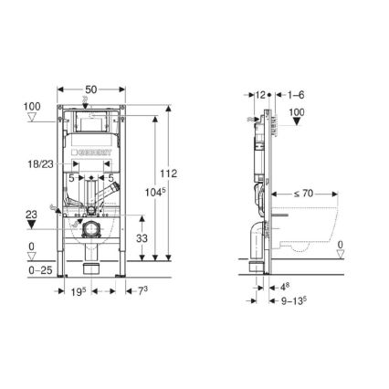 Geberit 111.364.00.6 - Inbyggnadsmodul för vägghängt WC Duofix 112 cm