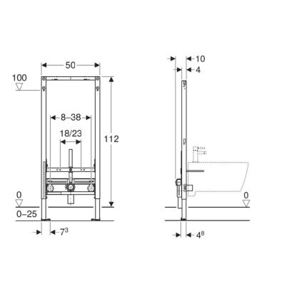 Geberit 111.510.00.2 - Inbyggnadsmodul för bidé Duofix 112 cm