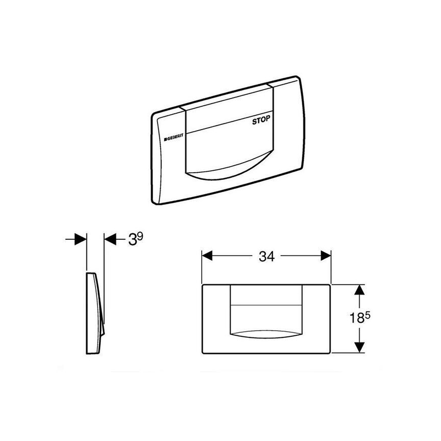 Geberit 115.222.11.1 - Spolningsknapp 200F 34x18,5 alpinvit