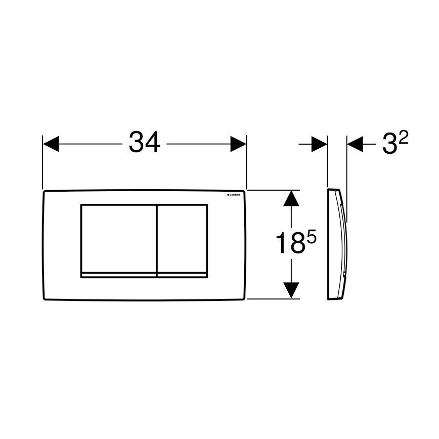 Geberit 115.899.KH.1 - Spolplatta Twinline30 34x18,5 cm blank krom/matt krom