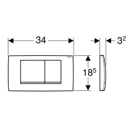 Geberit 115.899.KJ.1 - Spolknapp Twinline30 34x18,5 cm vit/polerad krom