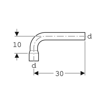 Geberit 118.011.11.1 - Förlängningsspolböj 90° alpinvit