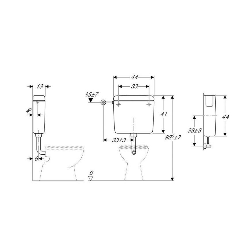 Geberit 127.000.11.1 - Spolcistern AP127 6/9 l alpinvit
