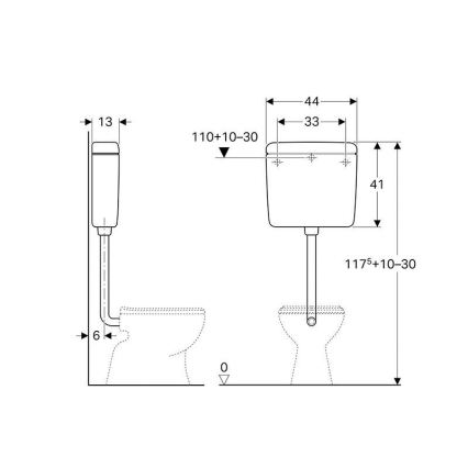 Geberit 127.005.11.1 - Spolcistern AP127 6/9 l alpinvit