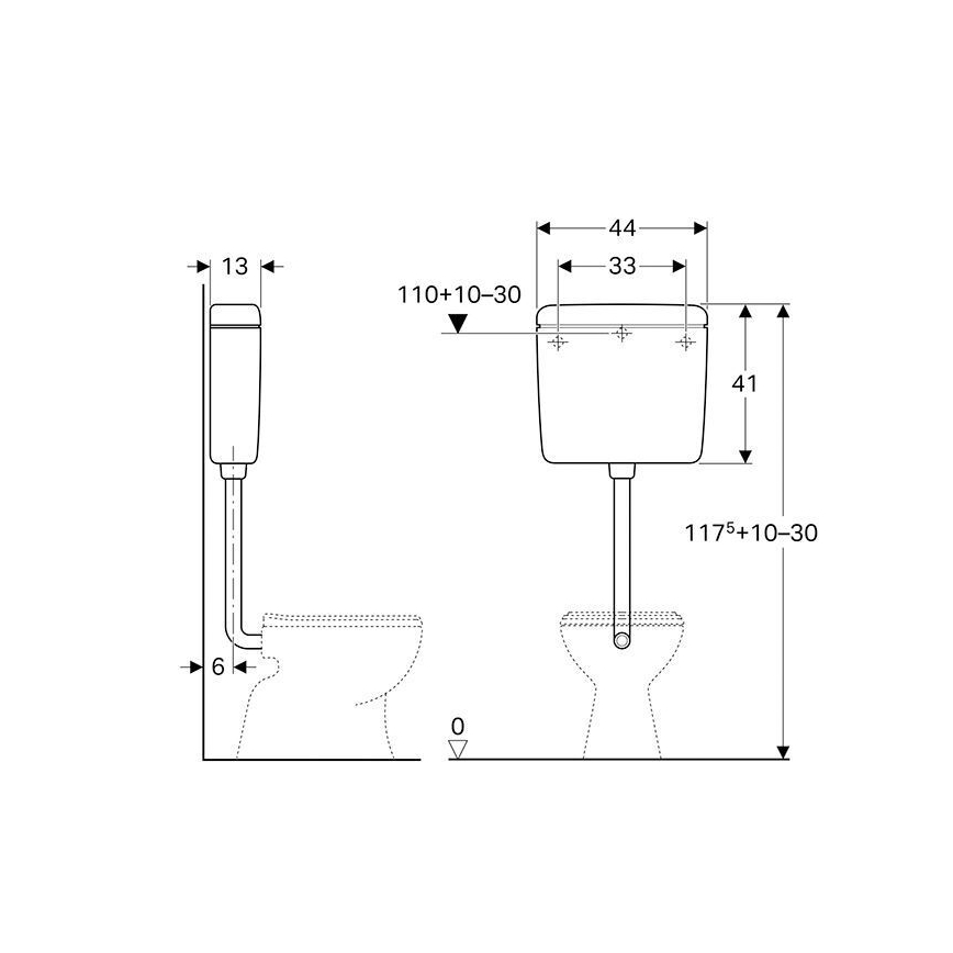 Geberit 127.005.11.1 - Spolcistern AP127 6/9 l alpinvit