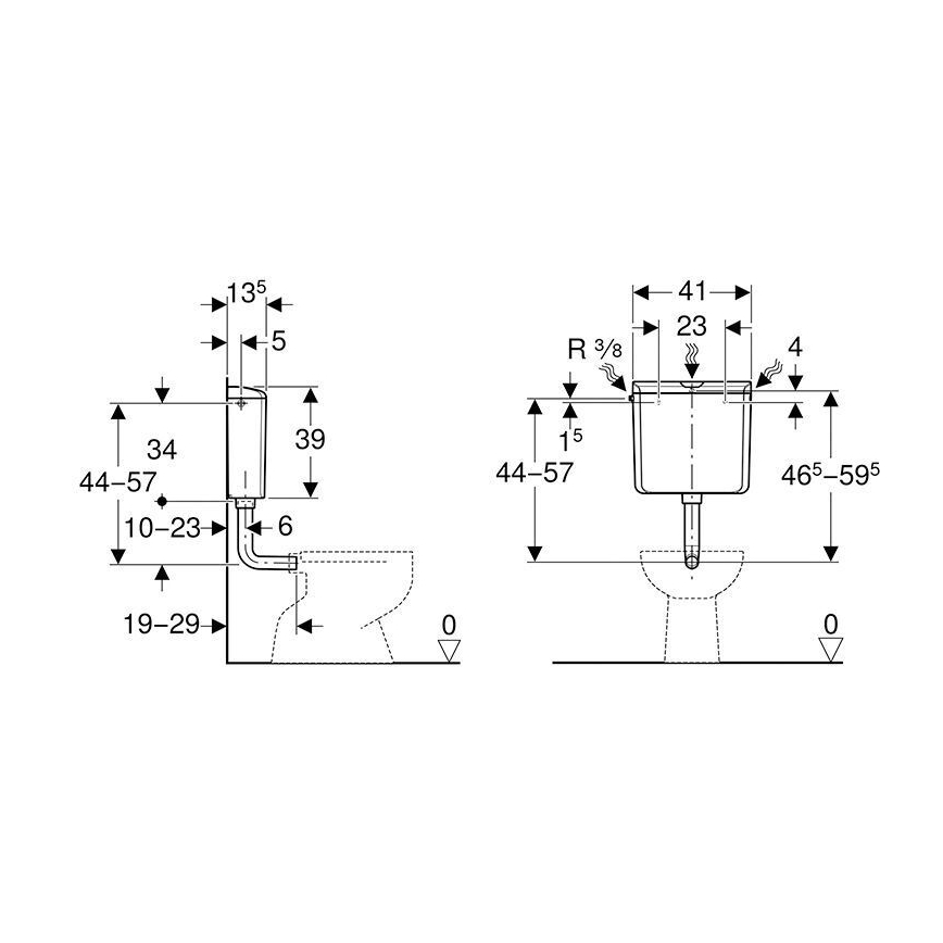Geberit 136.610.11.1 - Spolcistern AP110 6/9 l alpinvit