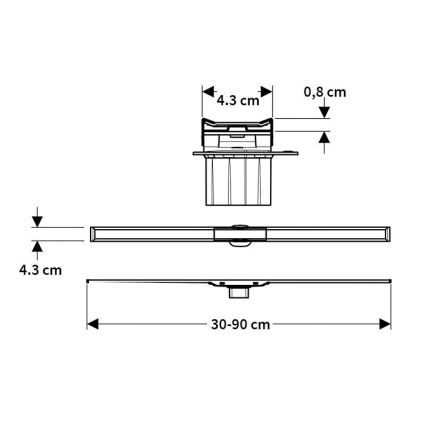 Geberit 154.450.KS.1 - CleanLine avloppsränna 90x4,3 cm i rostfritt stål