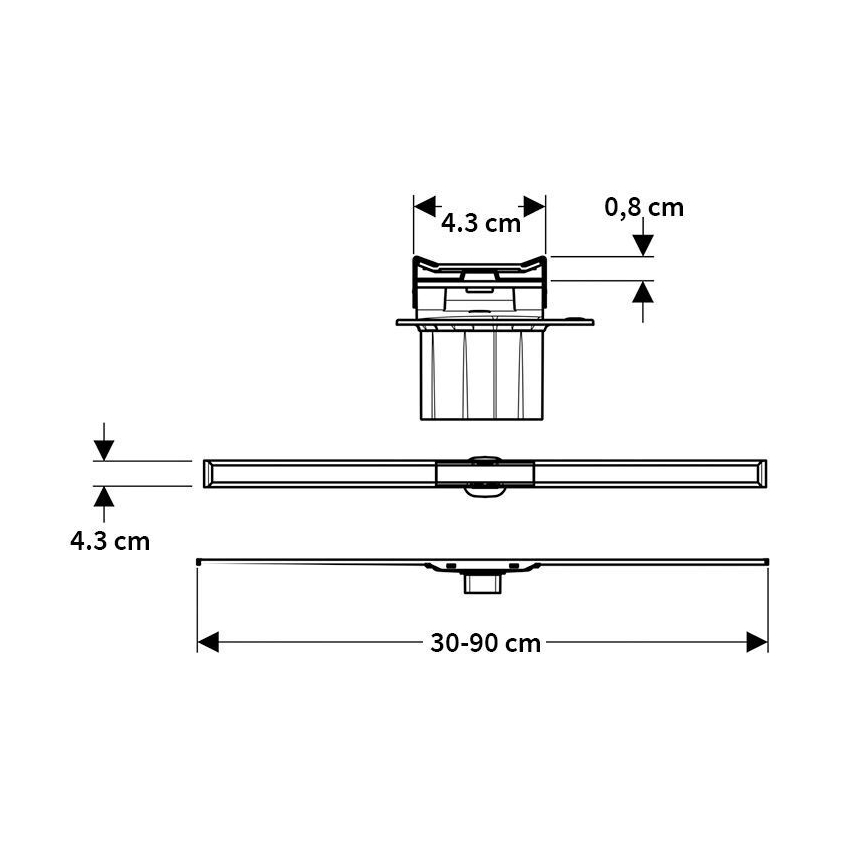 Geberit 154.453.KS.1 - Avloppsränna CleanLine 90x0,8 cm rostfritt stål