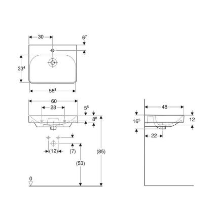 Geberit 500.229.01.1 - Vägghängt tvättställ Smyle Square 60x48 cm keramik/vit