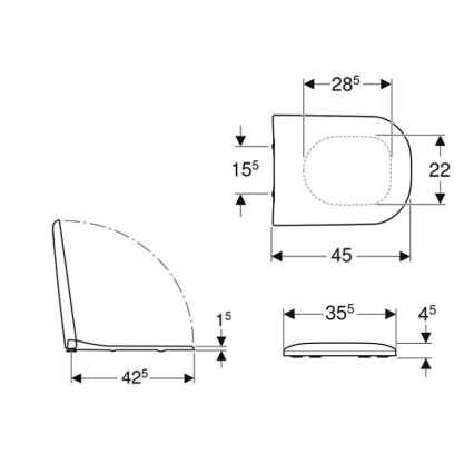 Geberit 500.235.01.1 - Toalettsits Smyle duroplast/vit
