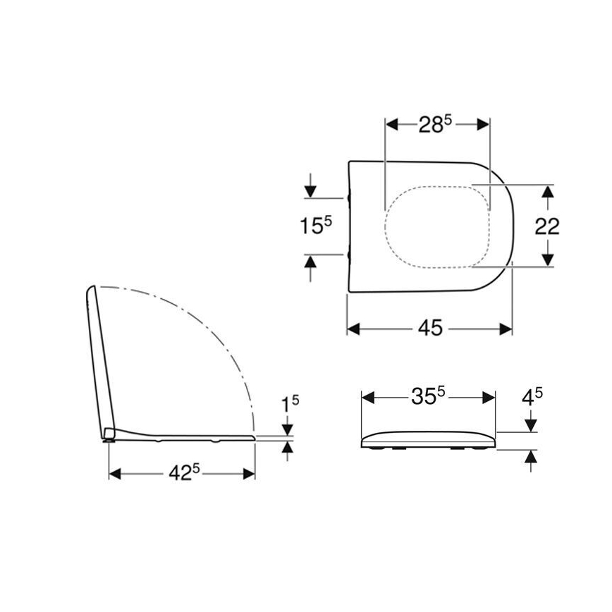 Geberit 500.236.01.1 - Mjukstängande toalettsits Smyle i duroplast/vit