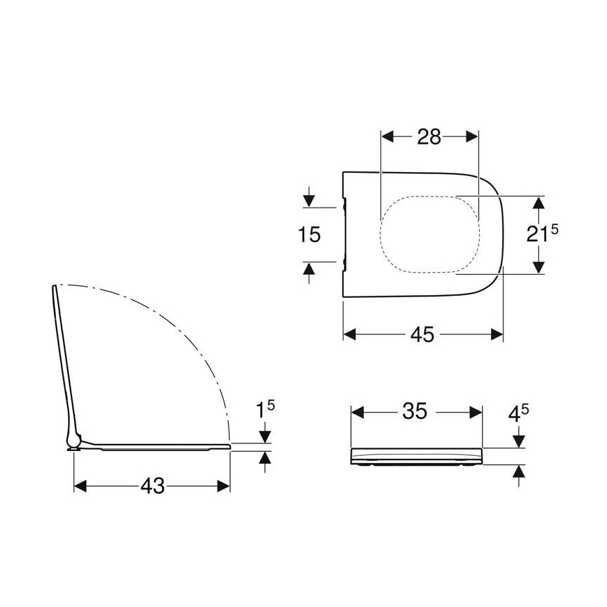Geberit 500.239.01.1 - Toalettsits Smyle Square duroplast/vit
