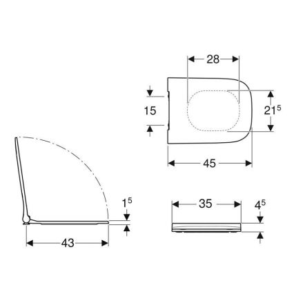 Geberit 500.240.01.1 - Toalettsits SoftClose Smyle Square duroplast/vit