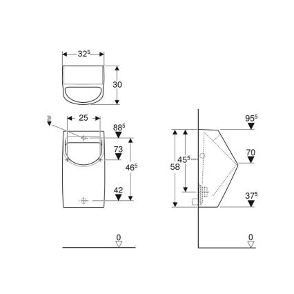 Geberit 500.254.01.1 - Smyle urinal med bakanslutning och bakavlopp, keramik/vit