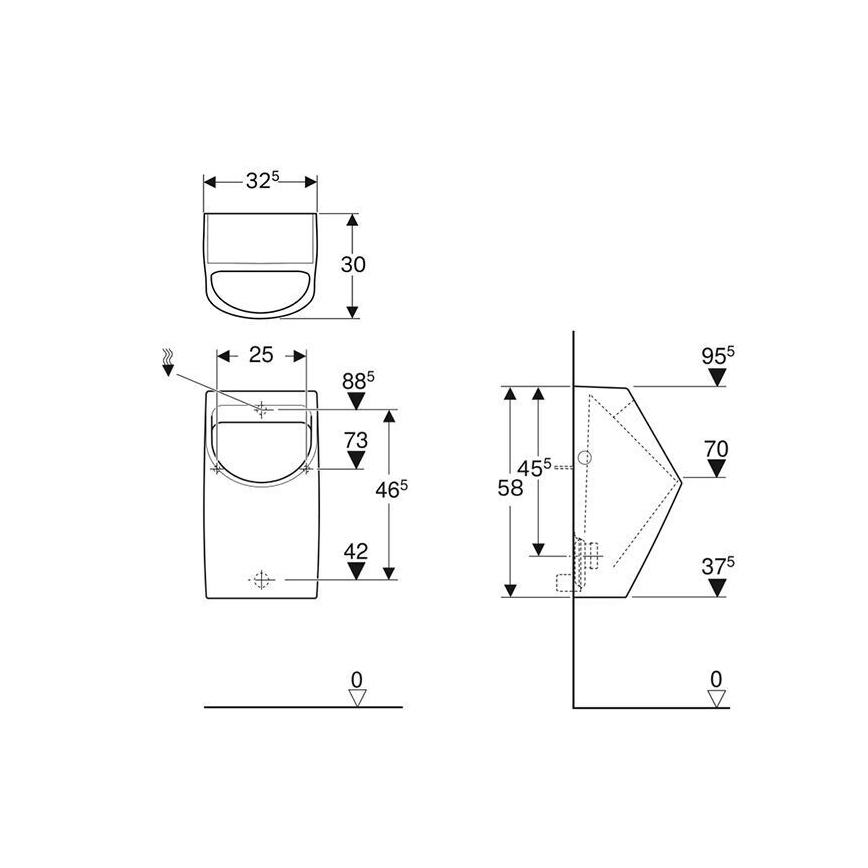 Geberit 500.254.01.1 - Smyle urinal med bakanslutning och bakavlopp, keramik/vit