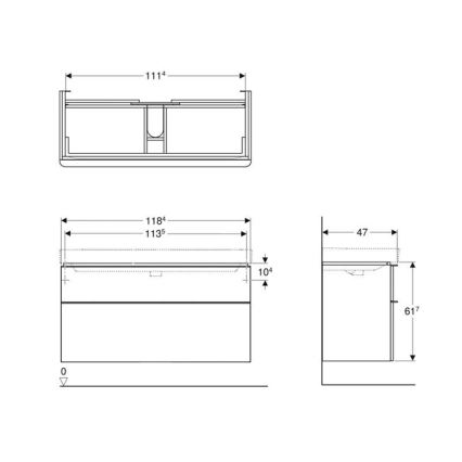 Geberit 500.355.JK.1 - Tvättställsskåp Smyle Square 61,7x118,4 cm antracit