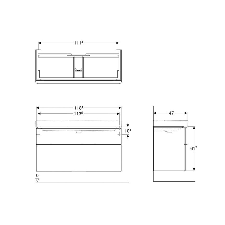 Geberit 500.355.JR.1 - Underskåp för tvättställ Smyle Square 61,7x118,4 cm valnöt