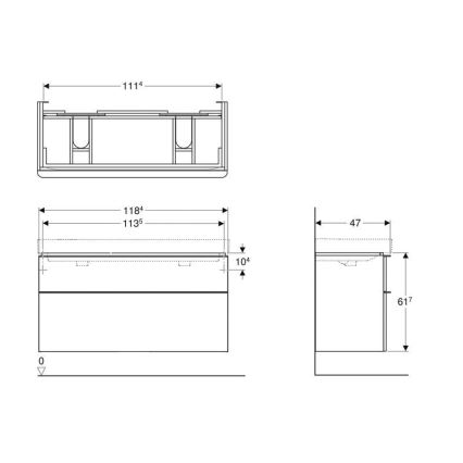 Geberit 500.356.00.1 - Badrumsskåp för dubbelt tvättställ Smyle Square 61,7x118,4 cm vit
