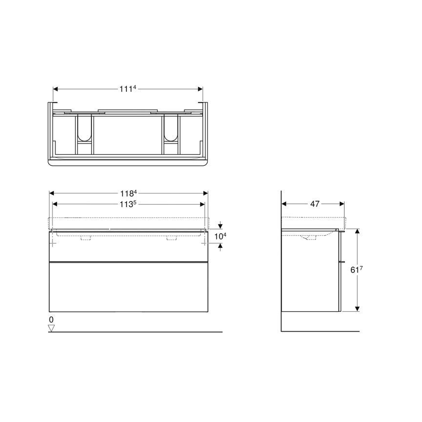 Geberit 500.356.00.1 - Badrumsskåp för dubbelt tvättställ Smyle Square 61,7x118,4 cm vit