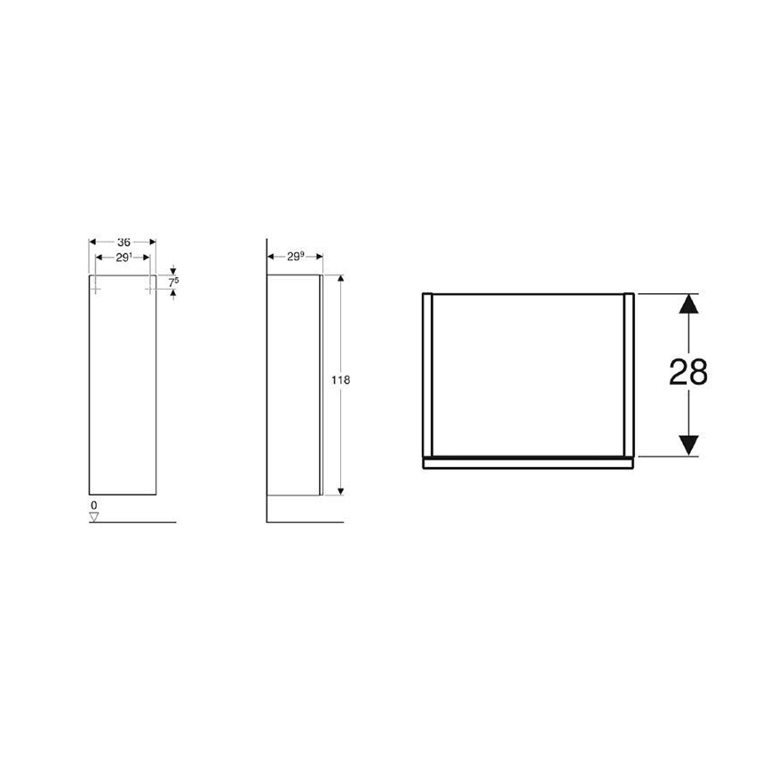 Geberit 500.361.JR.1 - Väggmonterat badrumsskåp Smyle Square 118x36 cm valnöt
