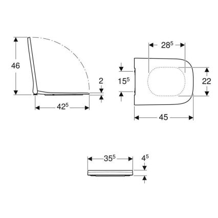 Geberit 500.687.01.1 - Toalettsits SoftClose Smyle Square duroplast/vit