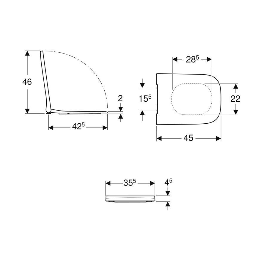 Geberit 500.687.01.1 - Toalettsits SoftClose Smyle Square duroplast/vit