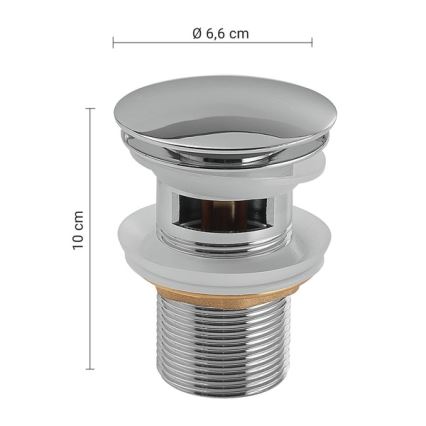 Gedy - Bottenventil för tvättställ CLICK-CLACK Ø 6,6 cm polerad krom