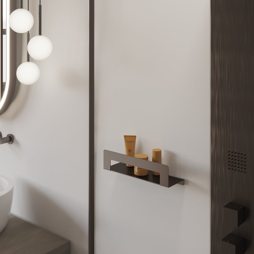 Gedy - CLEO handdukshylla med hängare, 30 cm, metallgrå