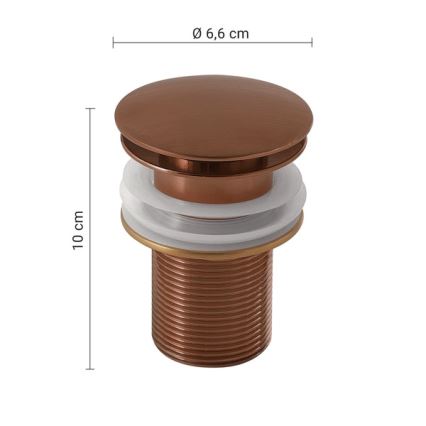 Gedy - Click-clack-bottenventil för handfat, Ø 6,6 cm, brons