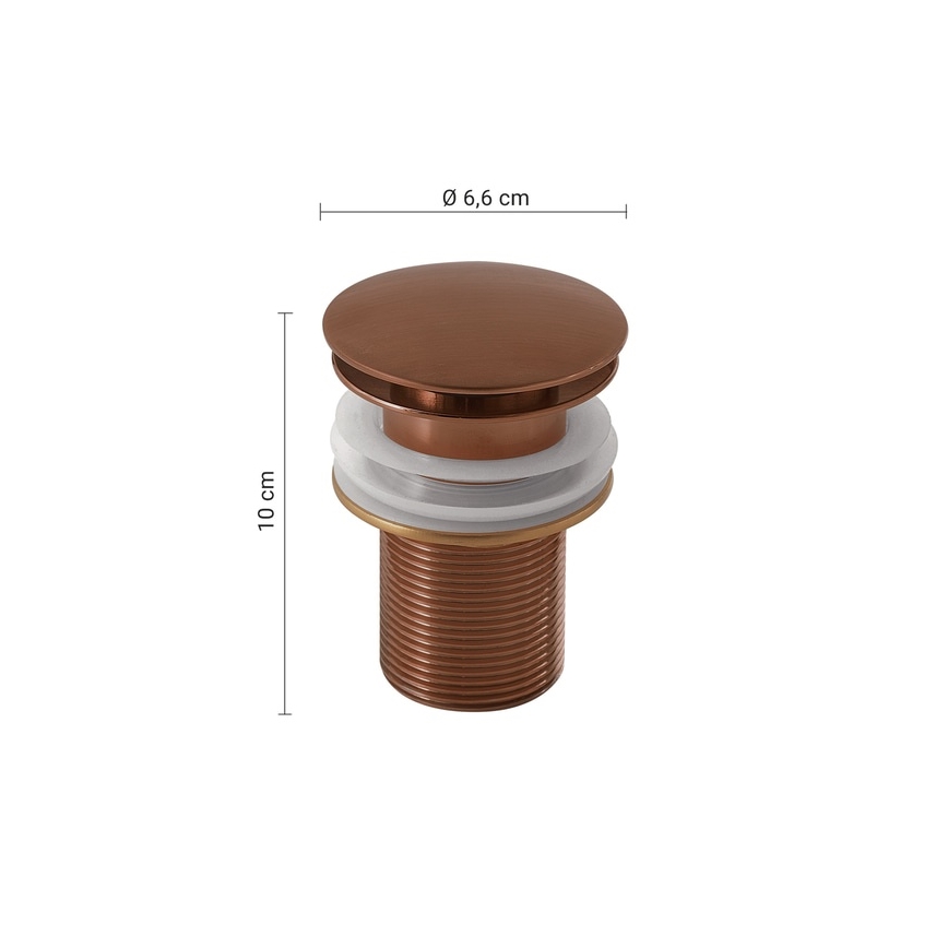 Gedy - Click-clack-bottenventil för handfat, Ø 6,6 cm, brons