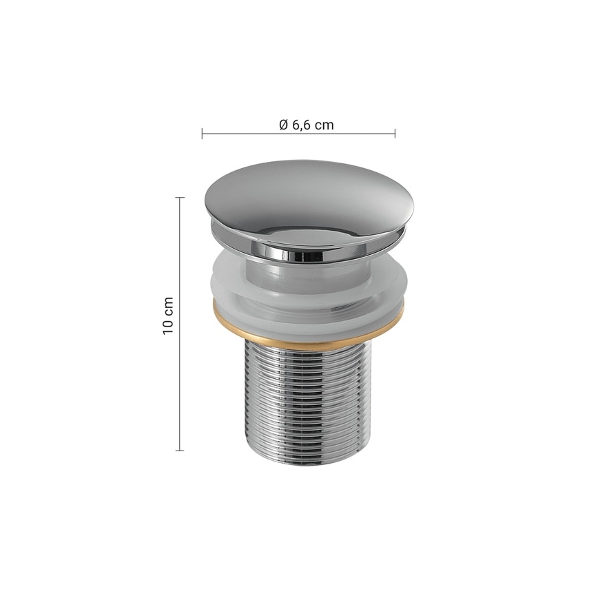Gedy - CLICK-CLACK bottenventil för tvättställ Ø 6,6 cm, polerad krom