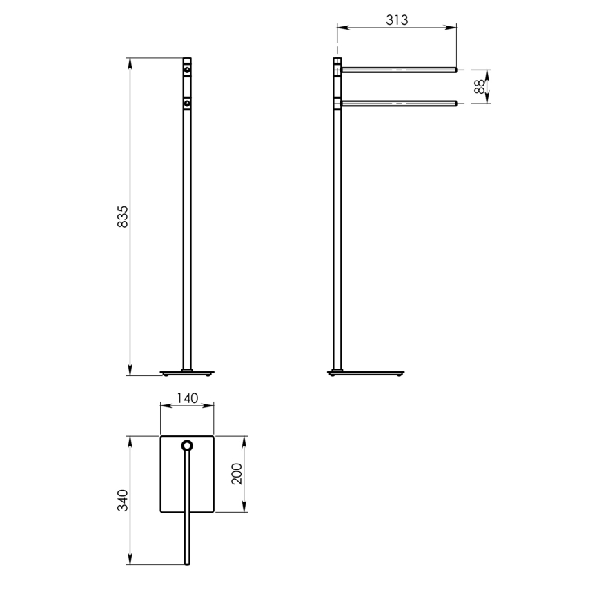 Gedy - handdukshållare TRILLY 83,5 cm matt svart