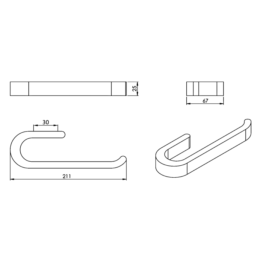 Gedy - Handdukshängare för vägg HIMALAYA 6,7x21 cm bambu