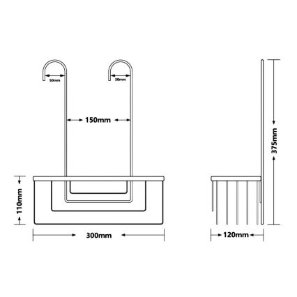 Gedy - Hängande duschhylla SMART 37,5x30 cm metallgrå
